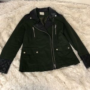 LA Hearts Army Green and Faux Leather Jacket